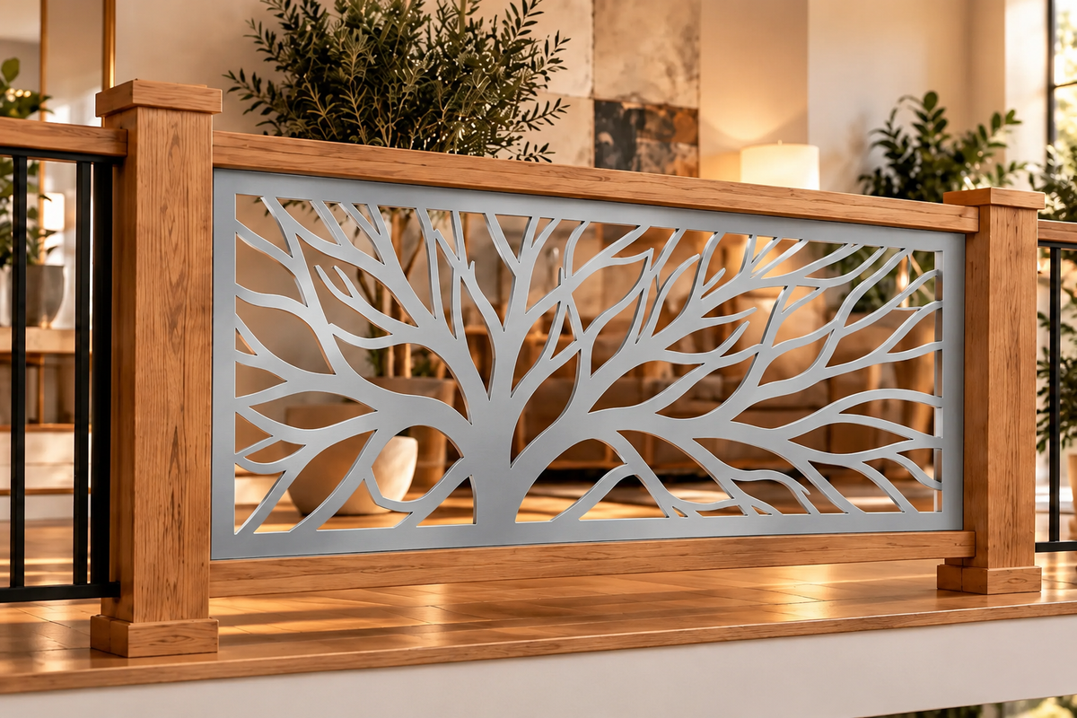 Tree Branch Metal Railing Panel – Silver