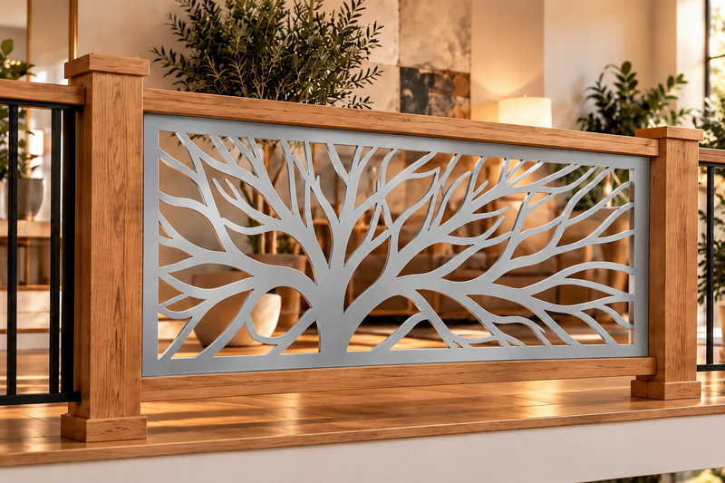 Tree Branch Metal Railing Panel – Silver