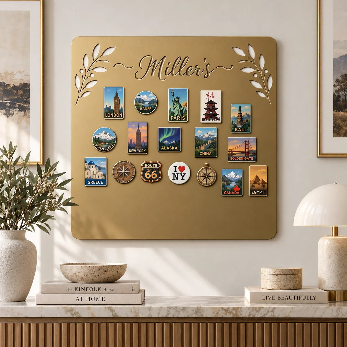 Personalized Family Magnet Board – Gold