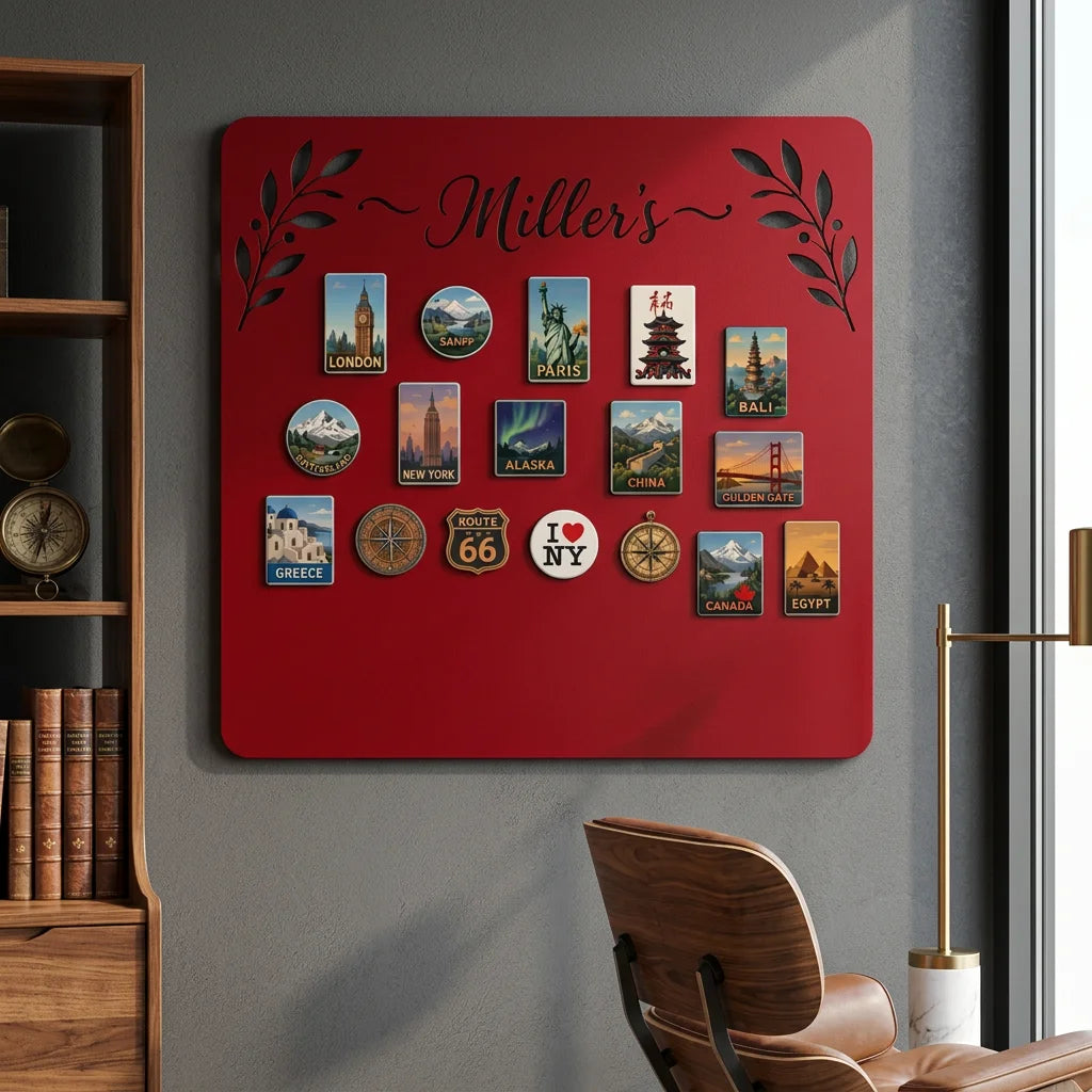 Personalized Family Magnet Board – Red