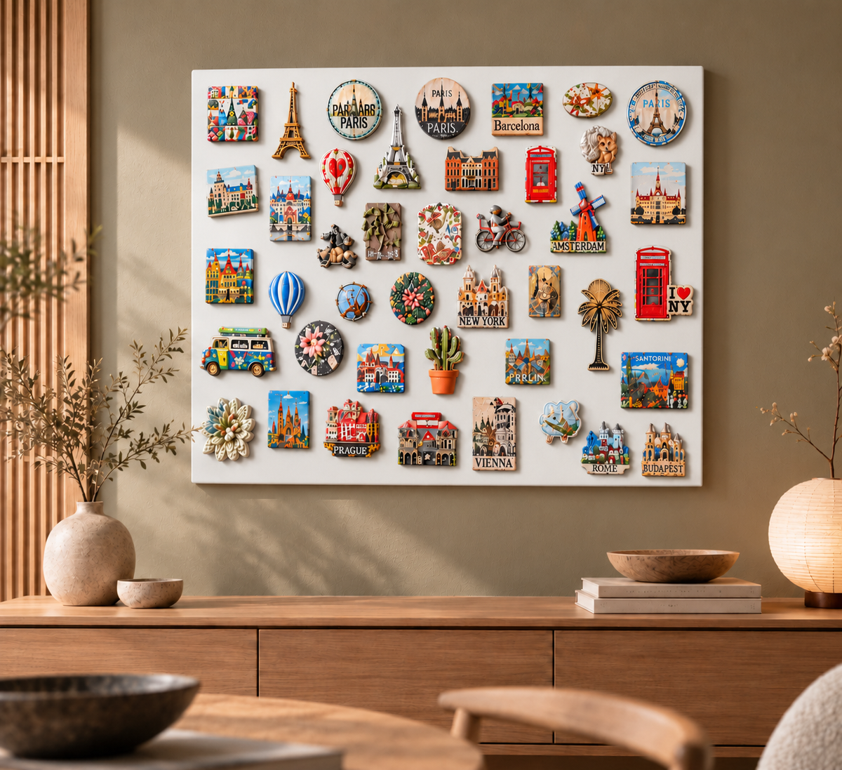 Metal Magnet Organizer Board – White