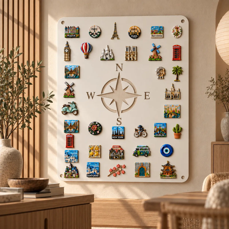Compass rose metal travel magnet board — view 4 of 8