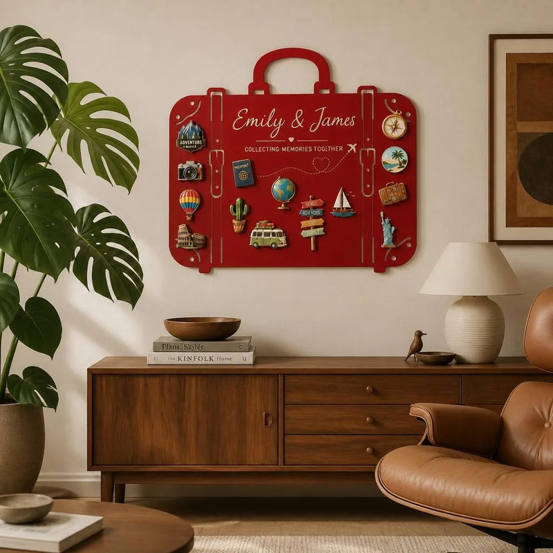 Custom suitcase-shaped metal magnet board for travel souvenirs — view 5 of 8