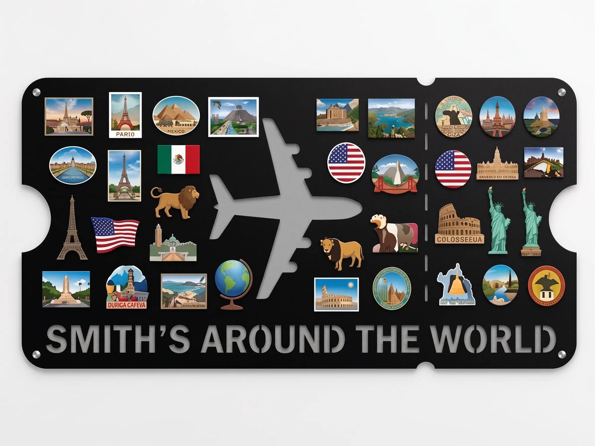 Custom metal flight ticket boarding pass wall decor