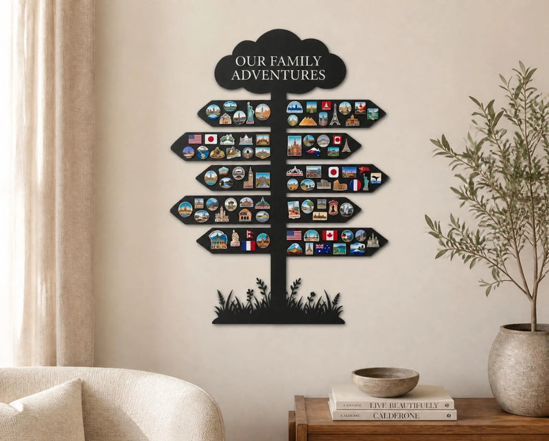 Custom travel tree metal magnet board for souvenir magnets