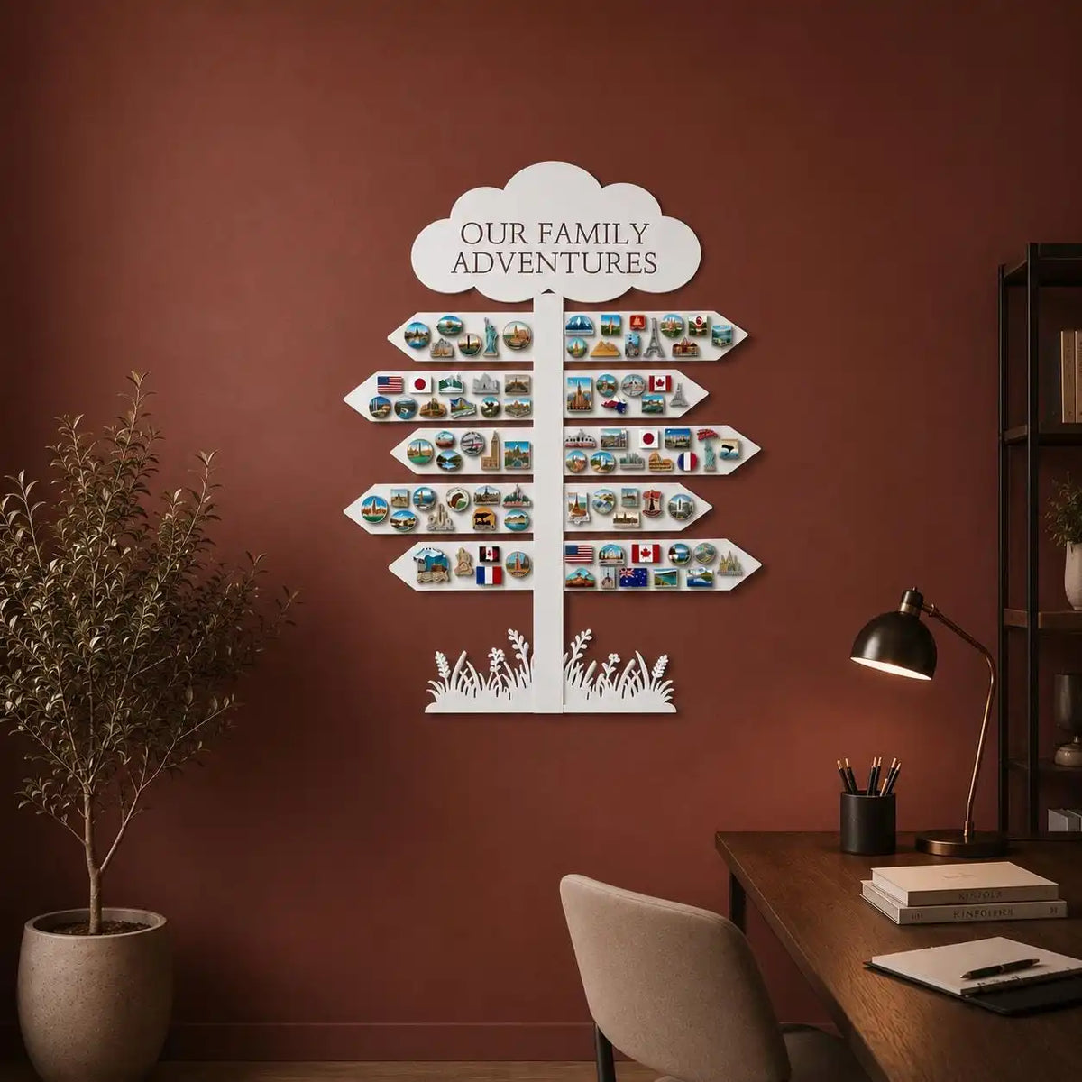 Custom Travel Tree Magnet Board White finish