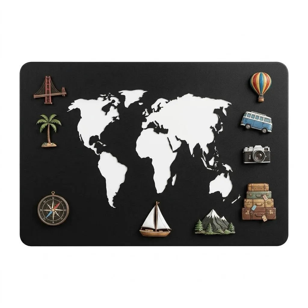 Magnetic metal world map large wall art for souvenir magnets
