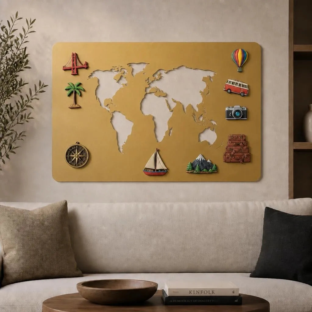 Magnetic metal world map large wall art for souvenir magnets — view 3 of 8