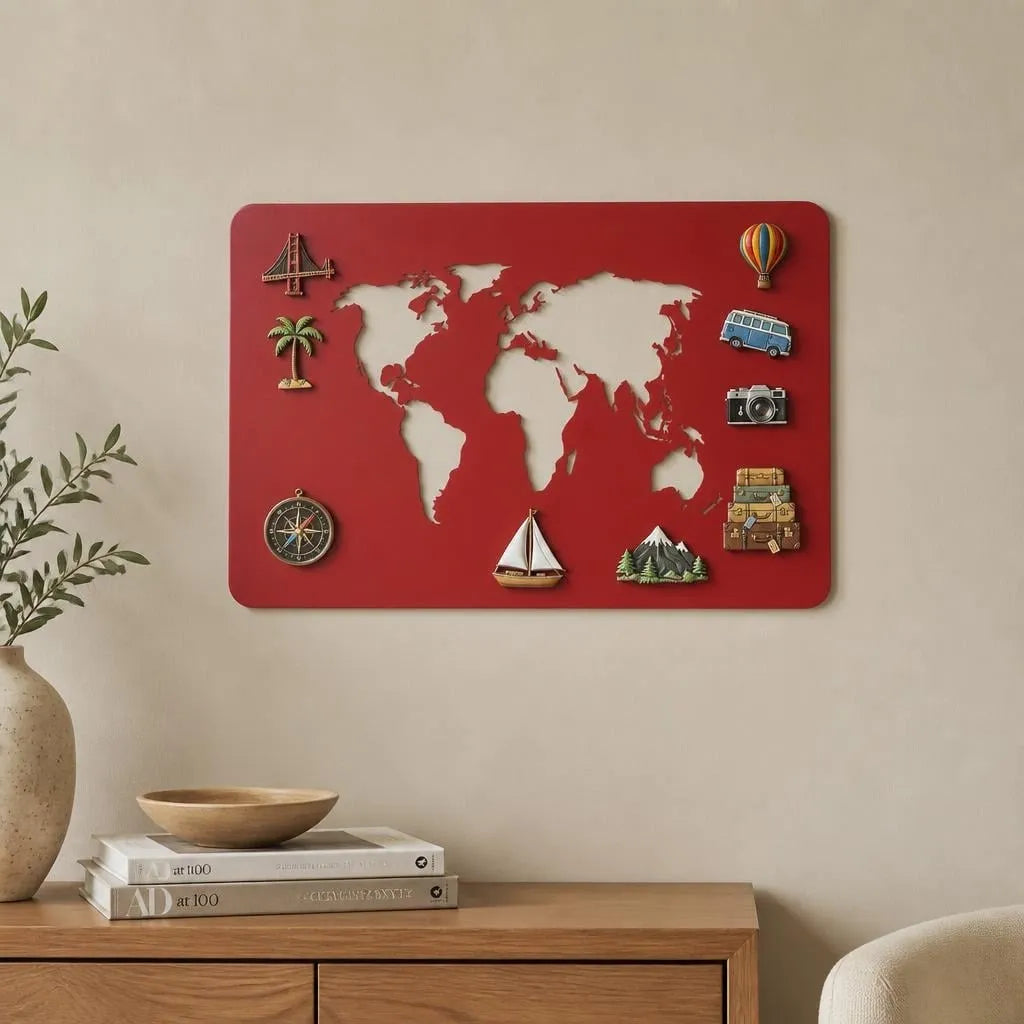 Magnetic metal world map large wall art for souvenir magnets — view 4 of 8
