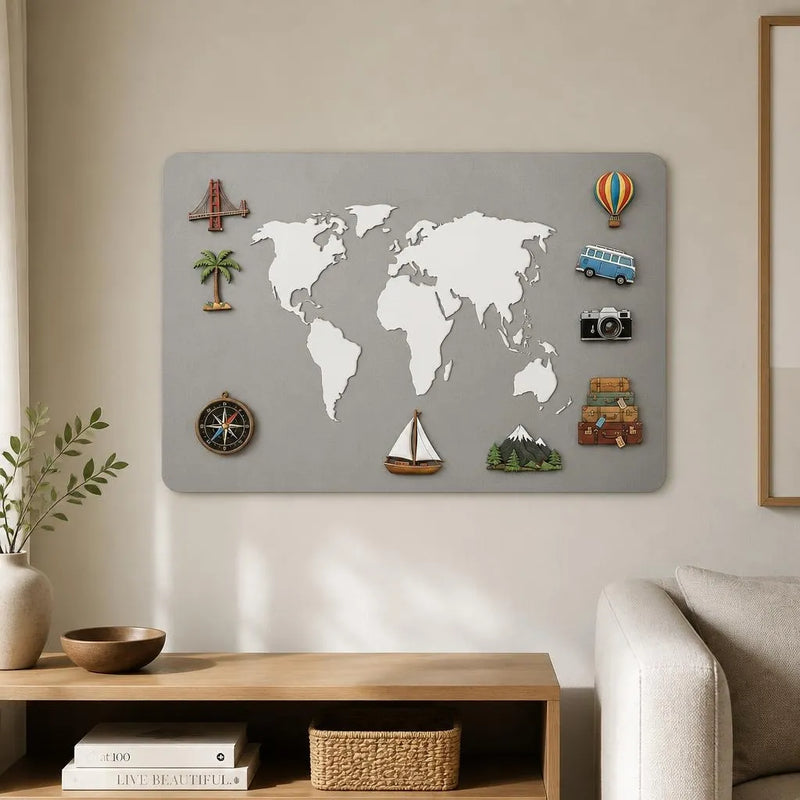 Magnetic metal world map large wall art for souvenir magnets — view 5 of 8