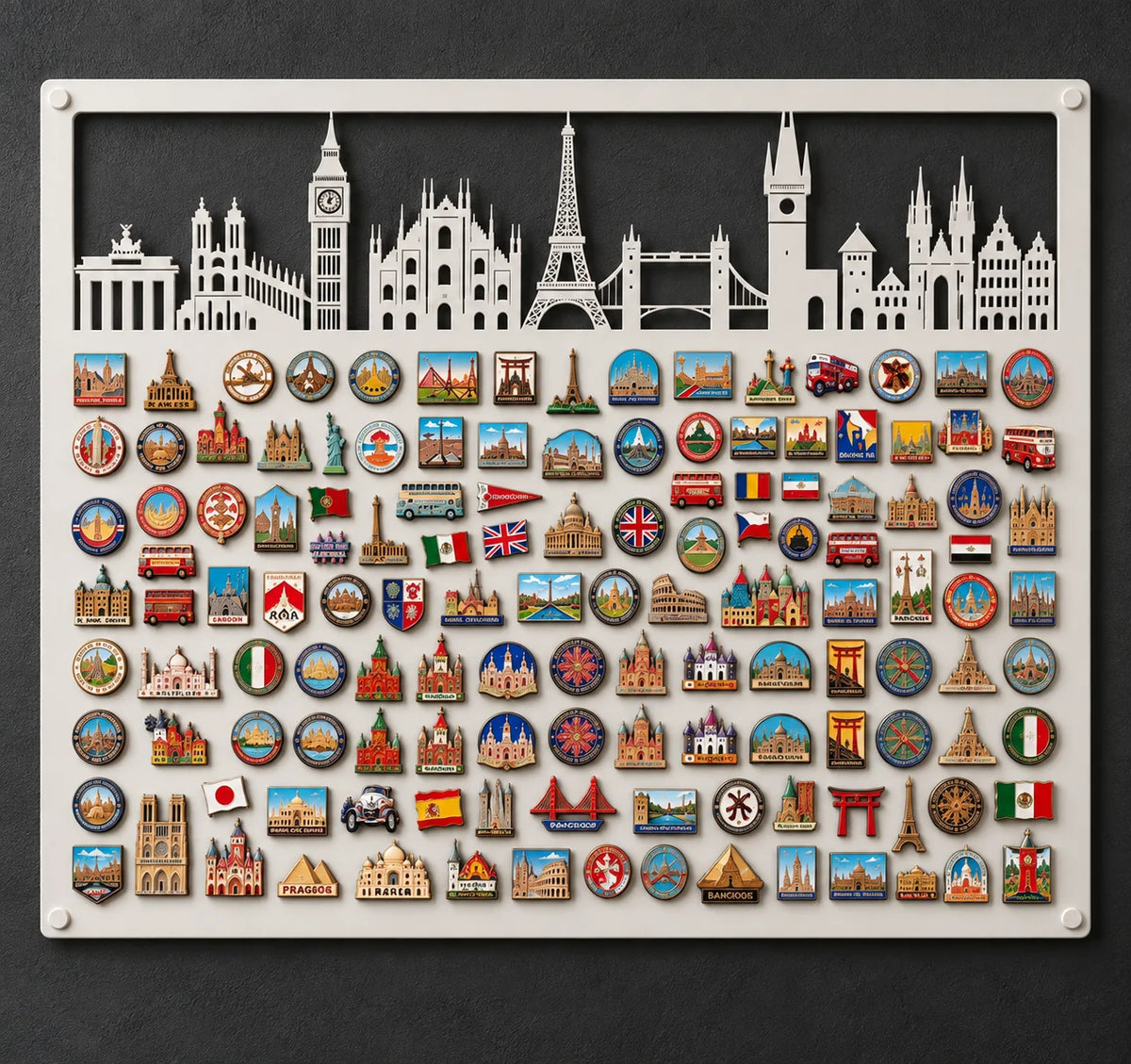 Personalized European Skyline Magnet Board – White