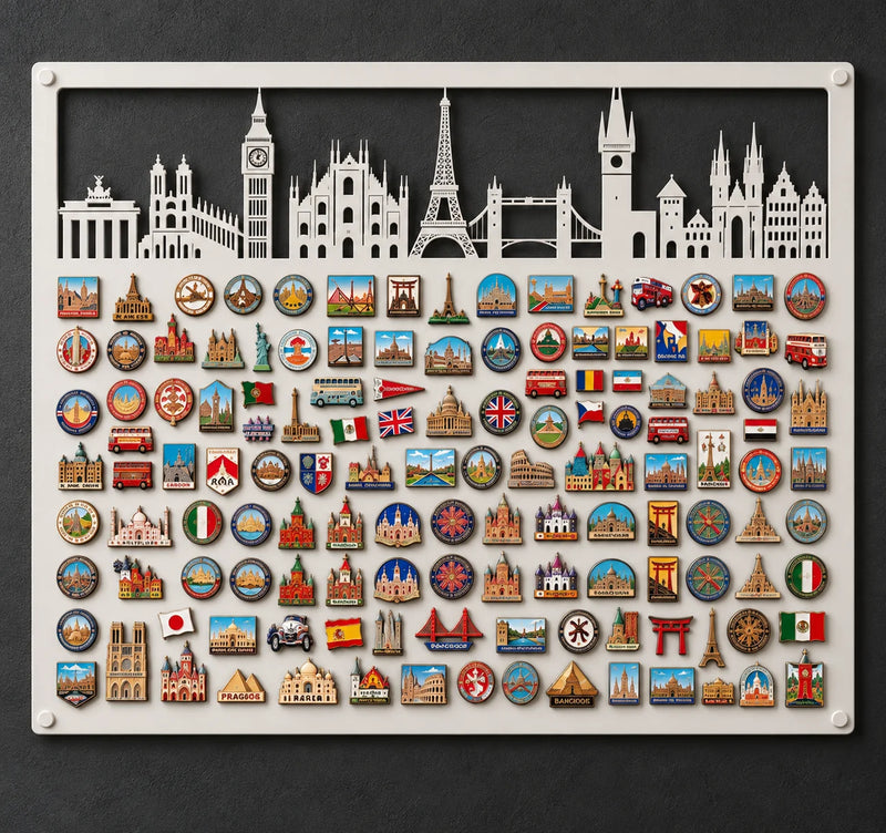 Personalized European Skyline Magnet Board – White