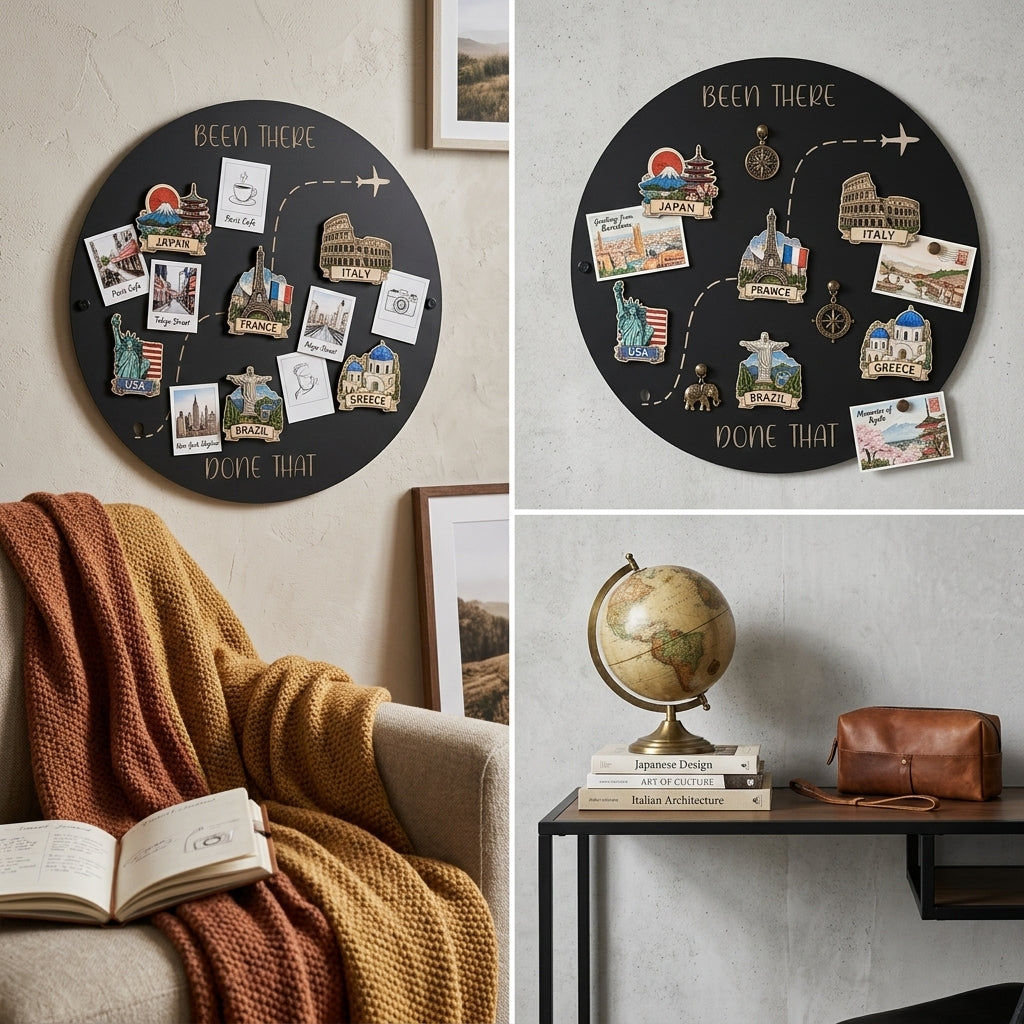 Been There Done That round travel magnet board with plane route — view 2 of 5