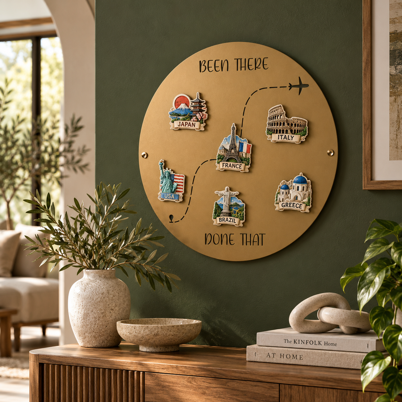 Been There Done That Travel Magnet Board – Gold