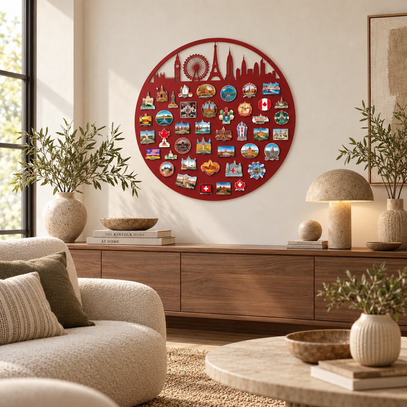 Round City Skyline Magnet Board – Gold