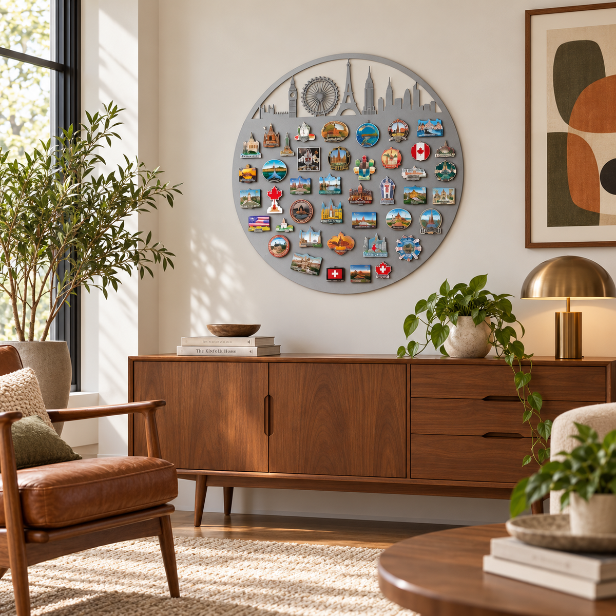 Round City Skyline Magnet Board – Silver