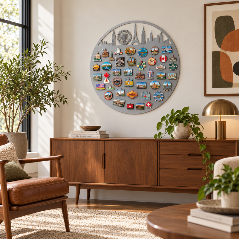 Round City Skyline Magnet Board – Silver