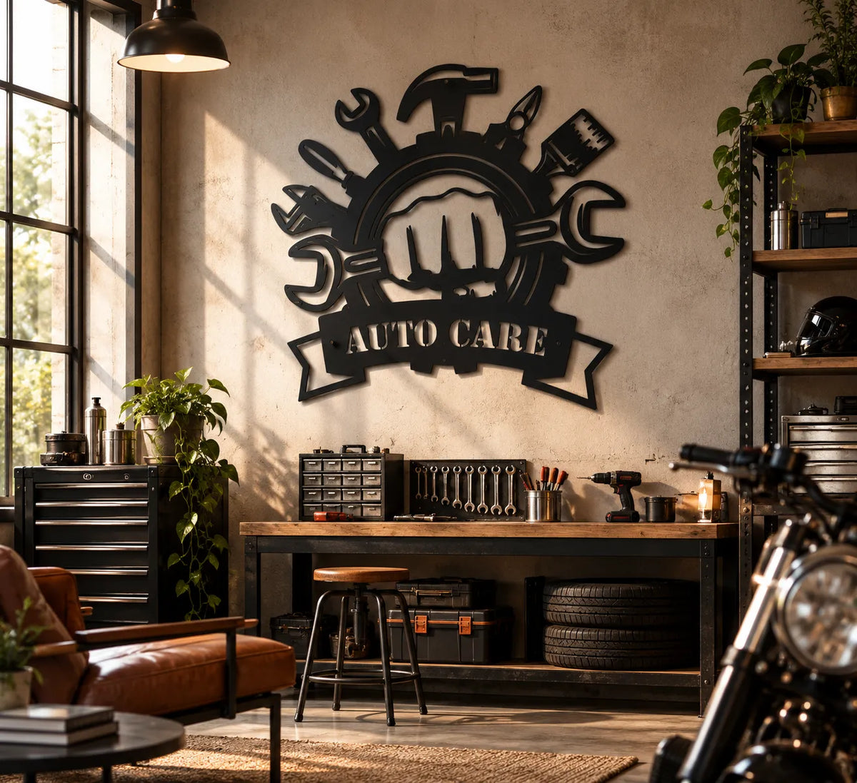 Personalized auto repair shop metal garage sign