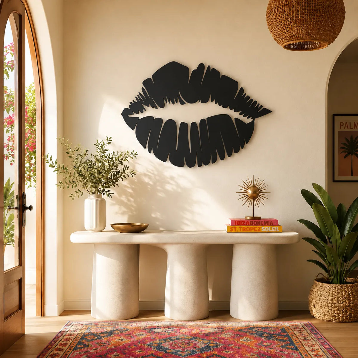 Kiss lips metal wall art
