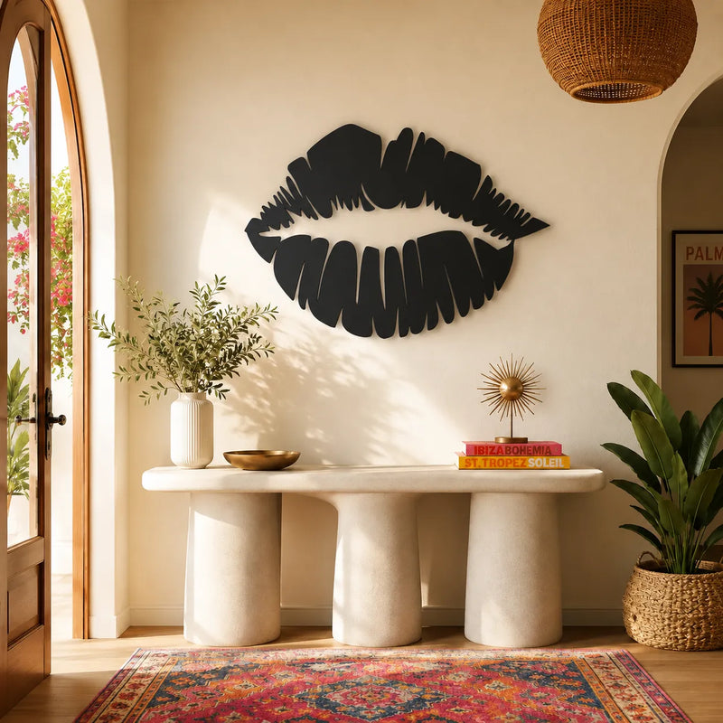 Kiss lips metal wall art