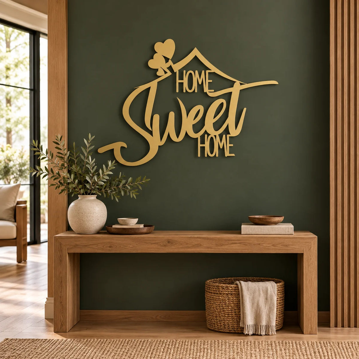 Metal Home Sweet Home Sign – Gold