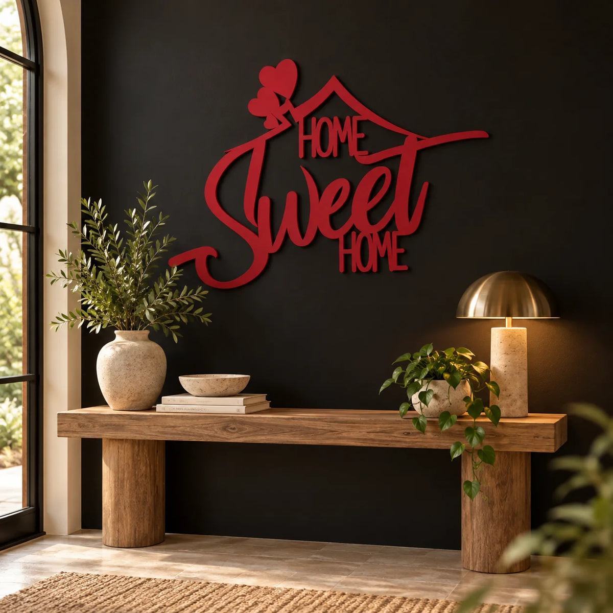 Metal Home Sweet Home Sign – Red