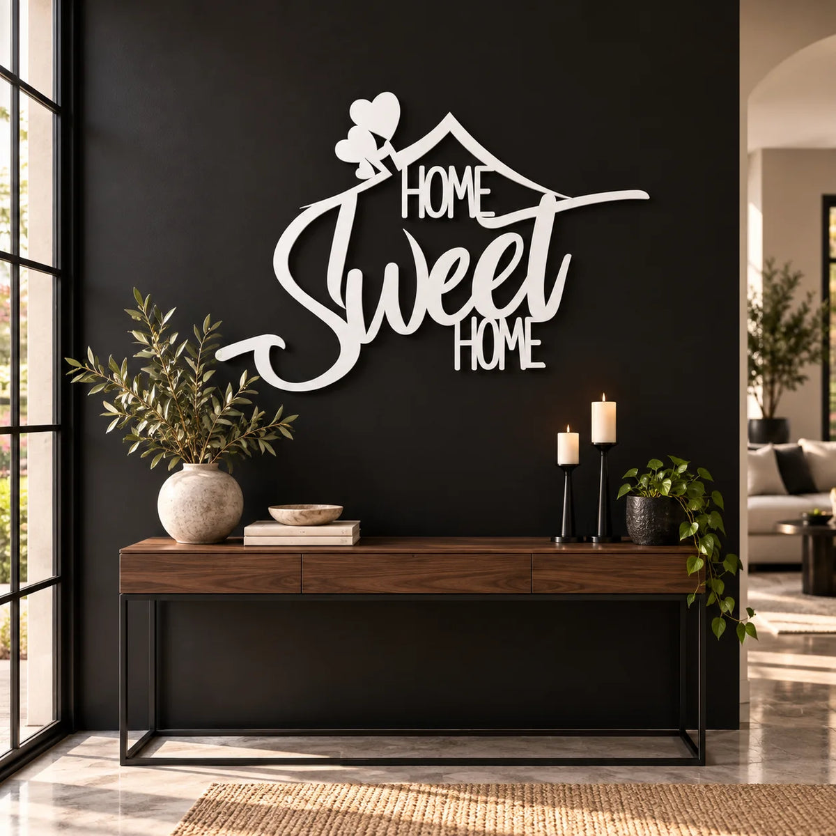 Metal Home Sweet Home Sign – White