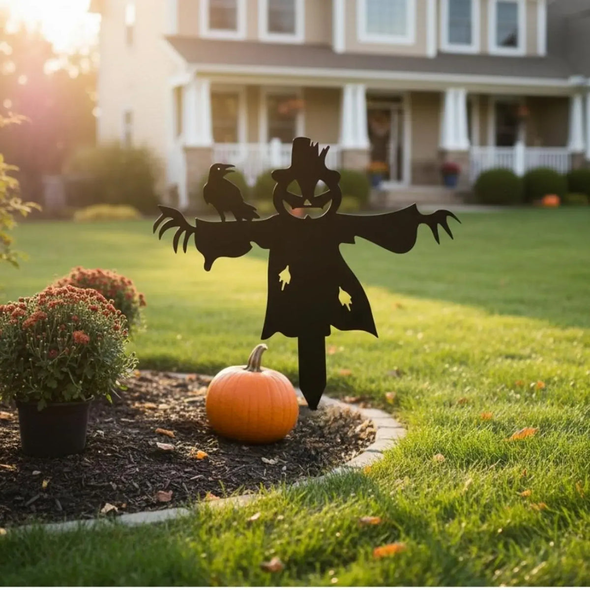 Halloween scarecrow silhouette metal yard sign — view 2 of 5